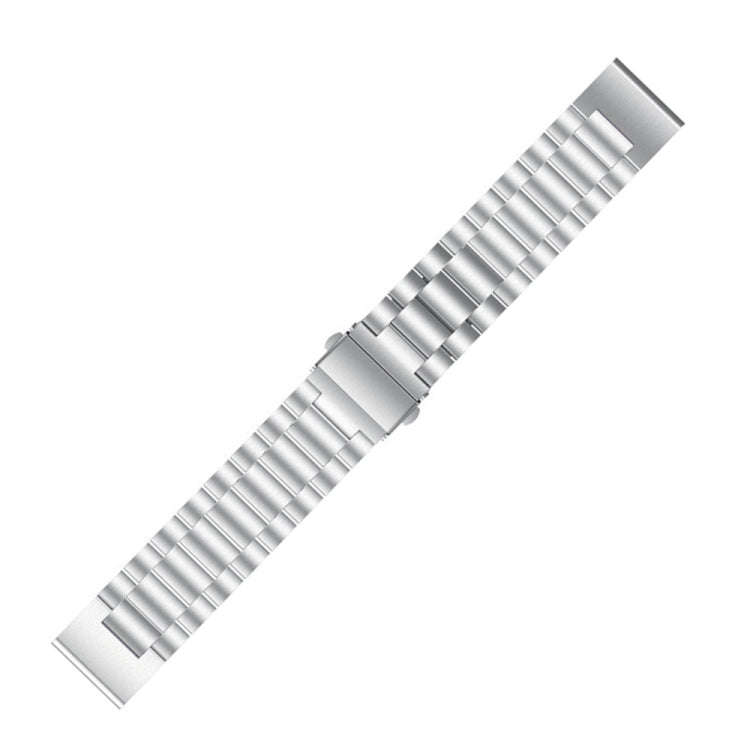 For Garmin Fenix 5S Three-Bead Stainless Steel Metal Watch BandSilver, Size:20MM