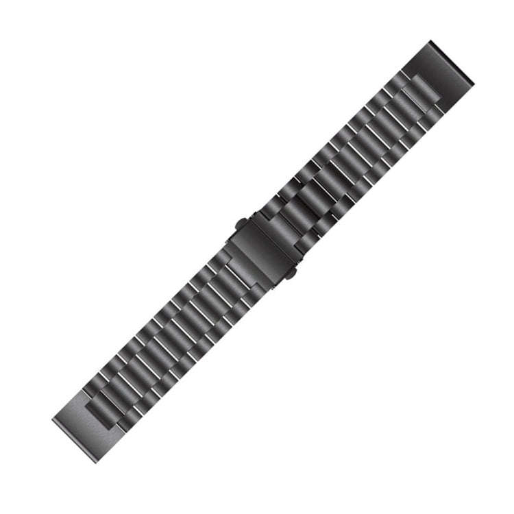For Garmin Fenix 5X Three-Bead Stainless Steel Metal Watch Band, Size:26MM(Black)