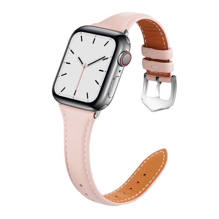 For Apple Watch 3 / 2 / 1 Generations 42mm Universal Thin Leather Watch Band(Pink)