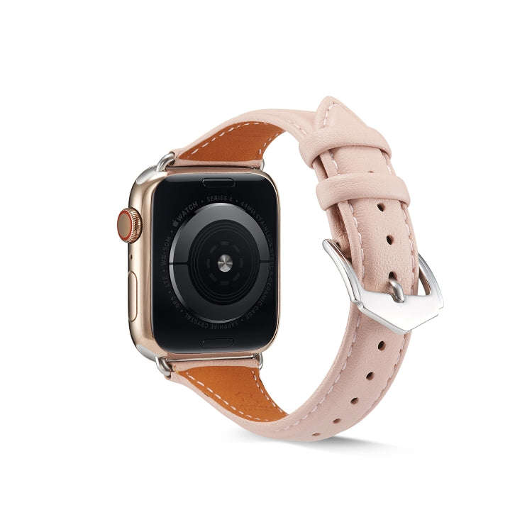 For Apple Watch 3 / 2 / 1 Generations 42mm Universal Thin Leather Watch Band(Pink)