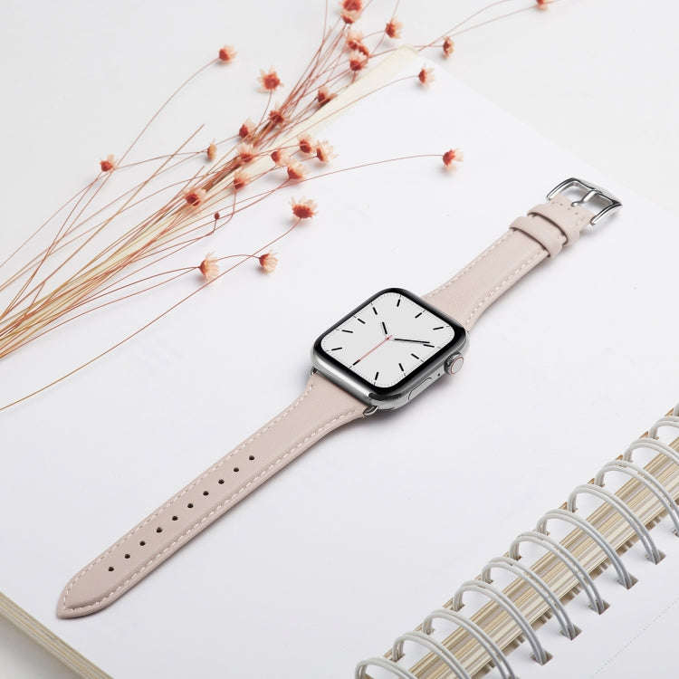 For Apple Watch 3 / 2 / 1 Generations 42mm Universal Thin Leather Watch Band(Pink)