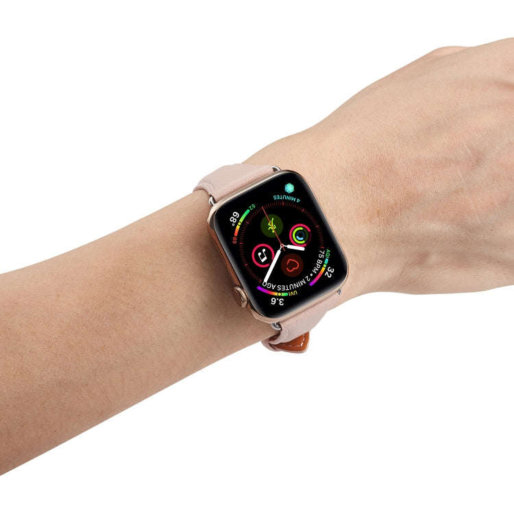 For Apple Watch 3 / 2 / 1 Generations 42mm Universal Thin Leather Watch Band(Pink)