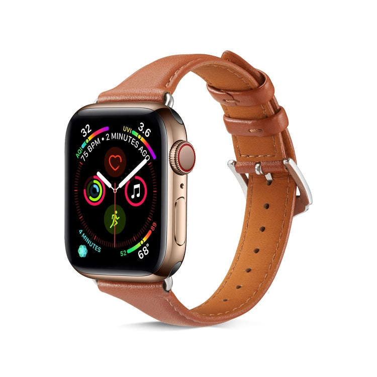For Apple Watch 3 / 2 / 1 Generations 42mm Universal Thin Leather Watch Band(Brown)