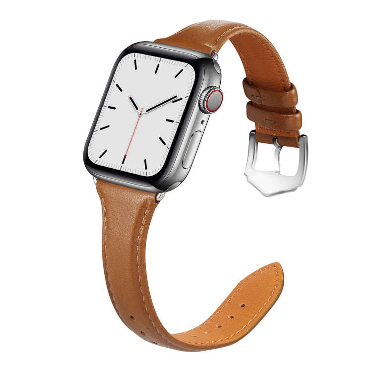 For Apple Watch 3 / 2 / 1 Generations 42mm Universal Thin Leather Watch Band(Brown)