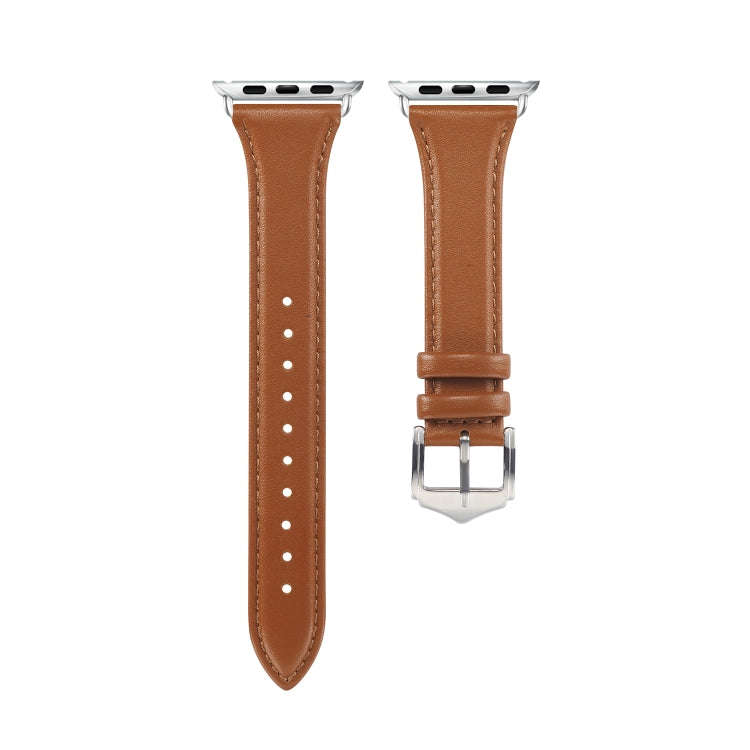 For Apple Watch 3 / 2 / 1 Generations 42mm Universal Thin Leather Watch Band(Brown)