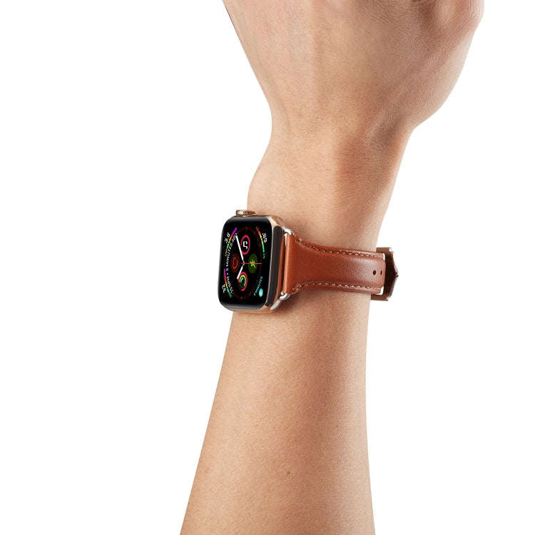 For Apple Watch 3 / 2 / 1 Generations 42mm Universal Thin Leather Watch Band(Brown)
