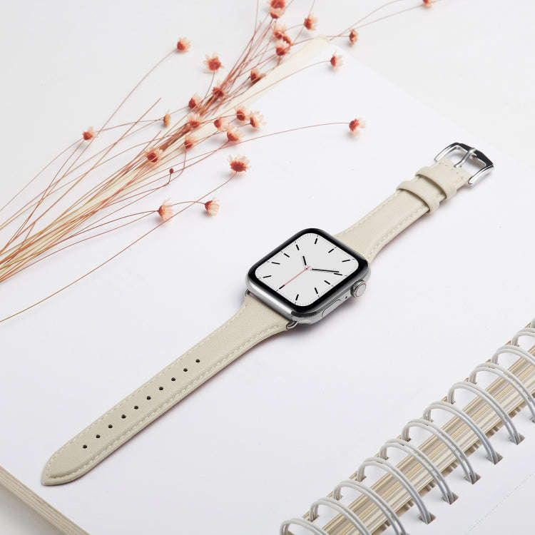 For Apple Watch 3 / 2 / 1 Generations 42mm Universal Thin Leather Watch Band(White)