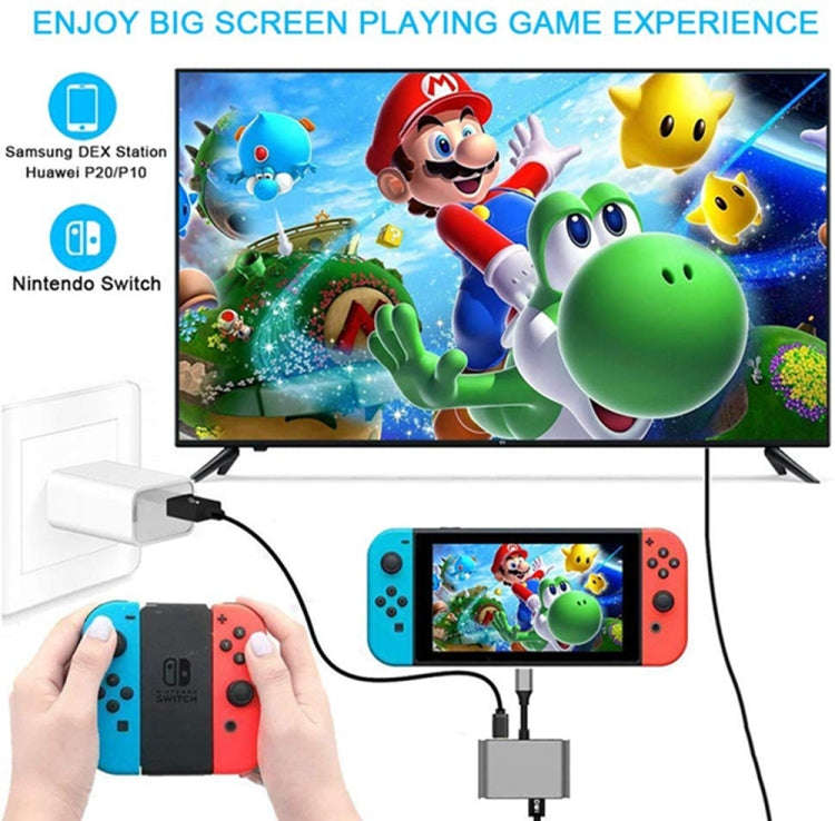 USB C to HDMI VGA 4K Adapter 4-in-1 Type C Adapter Hub to HDMI VGA USB 3.0 Digital AV Multiport A...