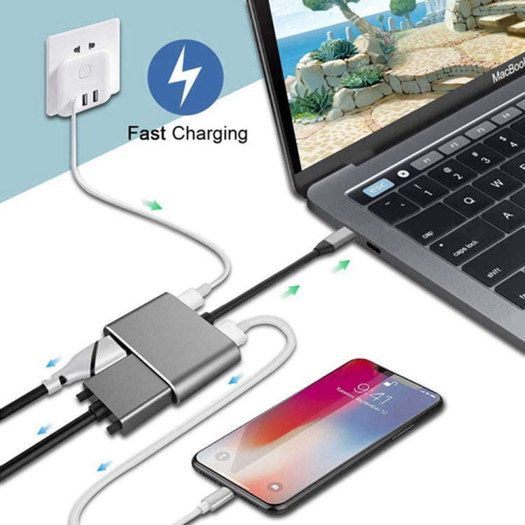 USB C to HDMI VGA 4K Adapter 4-in-1 Type C Adapter Hub to HDMI VGA USB 3.0 Digital AV Multiport A...