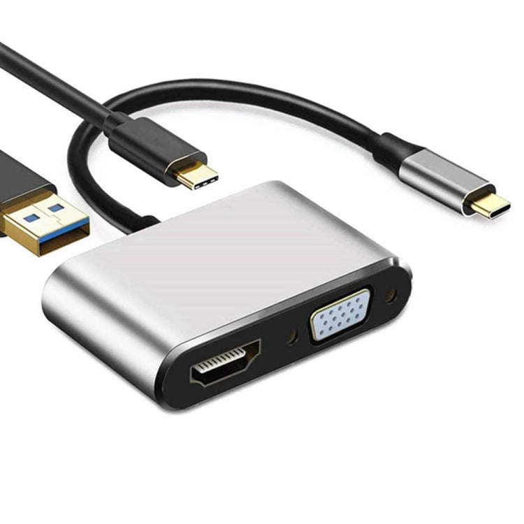 USB C to HDMI VGA 4K Adapter 4-in-1 Type C Adapter Hub to HDMI VGA USB 3.0 Digital AV Multiport A...