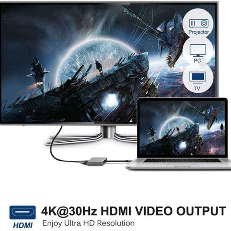 USB C to HDMI VGA 4K Adapter 4-in-1 Type C Adapter Hub to HDMI VGA USB 3.0 Digital AV Multiport A...