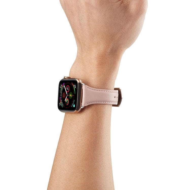 For Apple Watch 3 / 2 / 1 Generations 38mm Universal Thin Leather Strap(Pink)