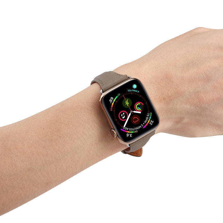 For Apple Watch 3 / 2 / 1 Generations 38mm Universal Thin Leather Strap(Darkgray)