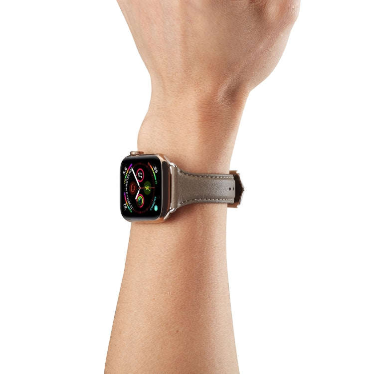 For Apple Watch 3 / 2 / 1 Generations 38mm Universal Thin Leather Strap(Darkgray)