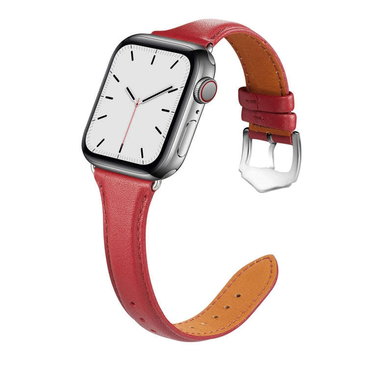 For Apple Watch 3 / 2 / 1 Generations 38mm Universal Thin Leather Strap(Red)