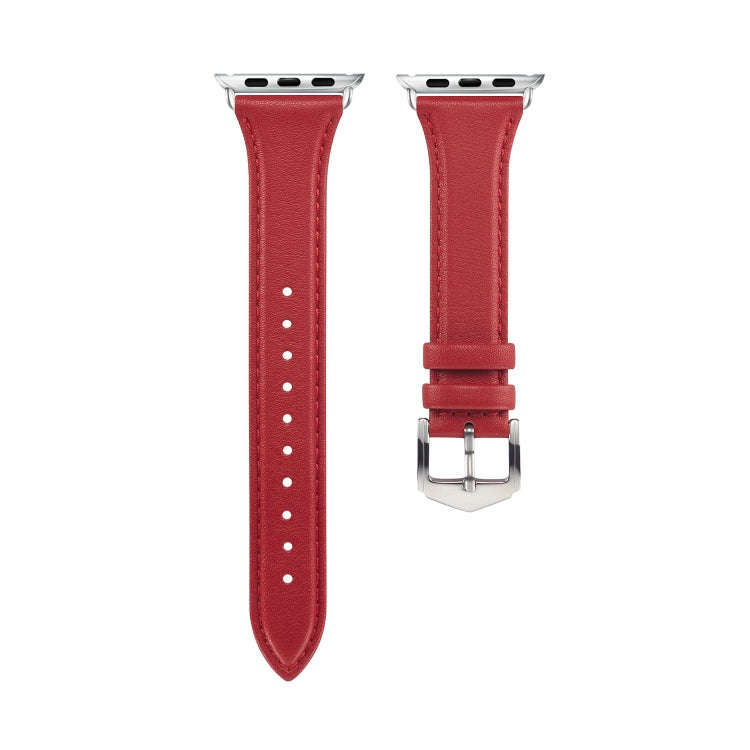 For Apple Watch 3 / 2 / 1 Generations 38mm Universal Thin Leather Strap(Red)