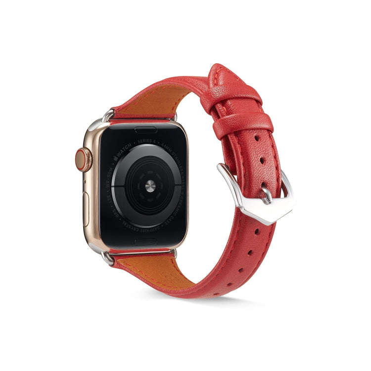 For Apple Watch 3 / 2 / 1 Generations 38mm Universal Thin Leather Strap(Red)