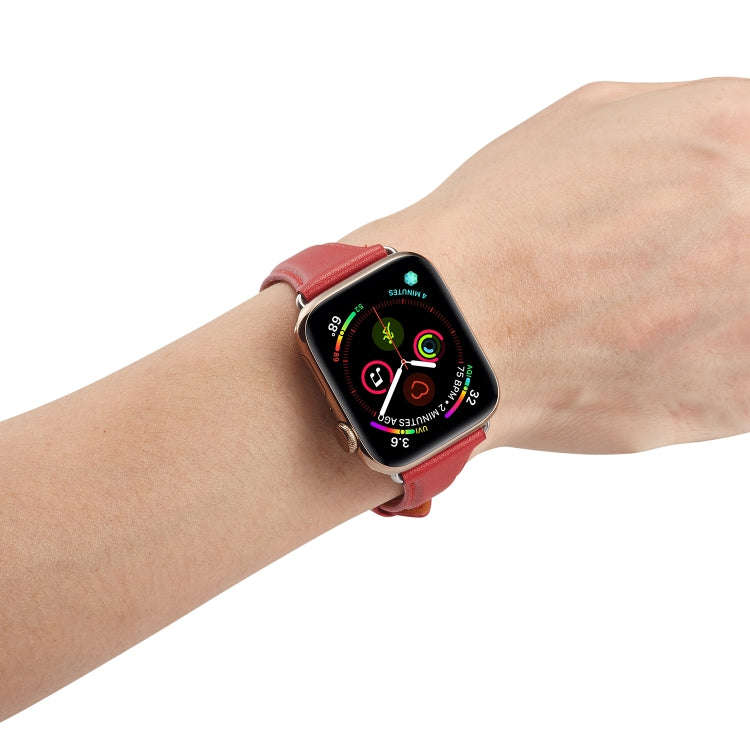 For Apple Watch 3 / 2 / 1 Generations 38mm Universal Thin Leather Strap(Red)