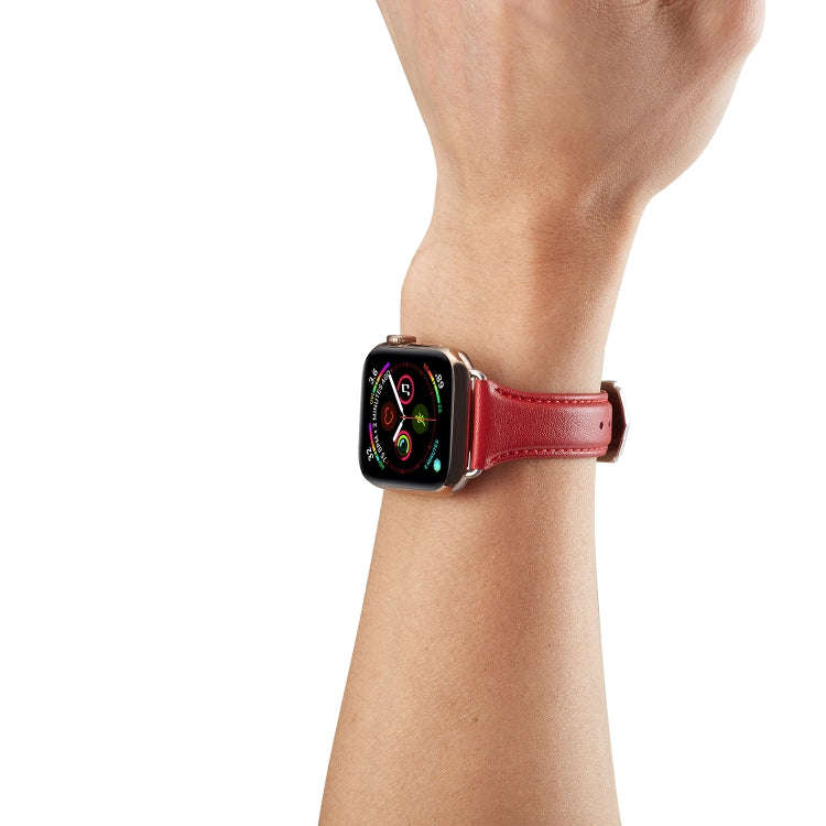 For Apple Watch 3 / 2 / 1 Generations 38mm Universal Thin Leather Strap(Red)