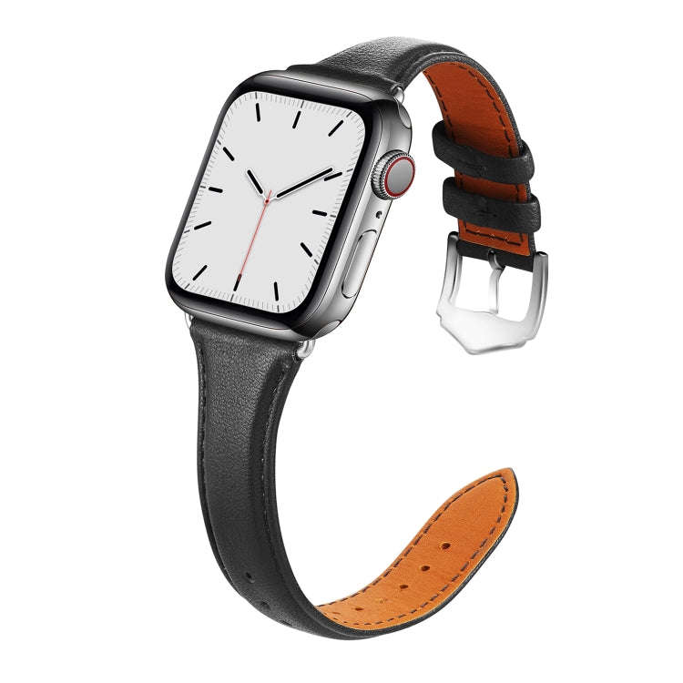 For Apple Watch 3 / 2 / 1 Generations 38mm Universal Thin Leather Strap(Black)