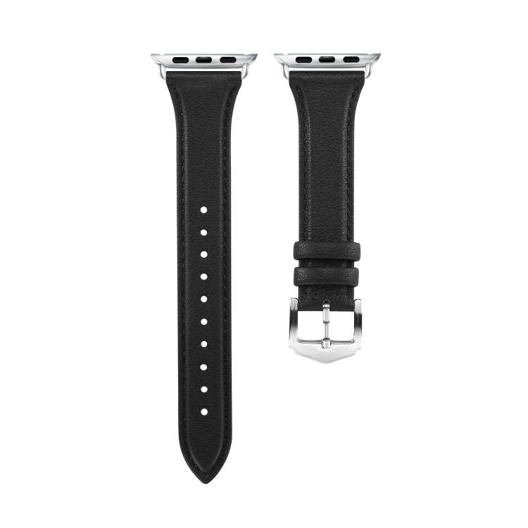 For Apple Watch 3 / 2 / 1 Generations 38mm Universal Thin Leather Strap(Black)