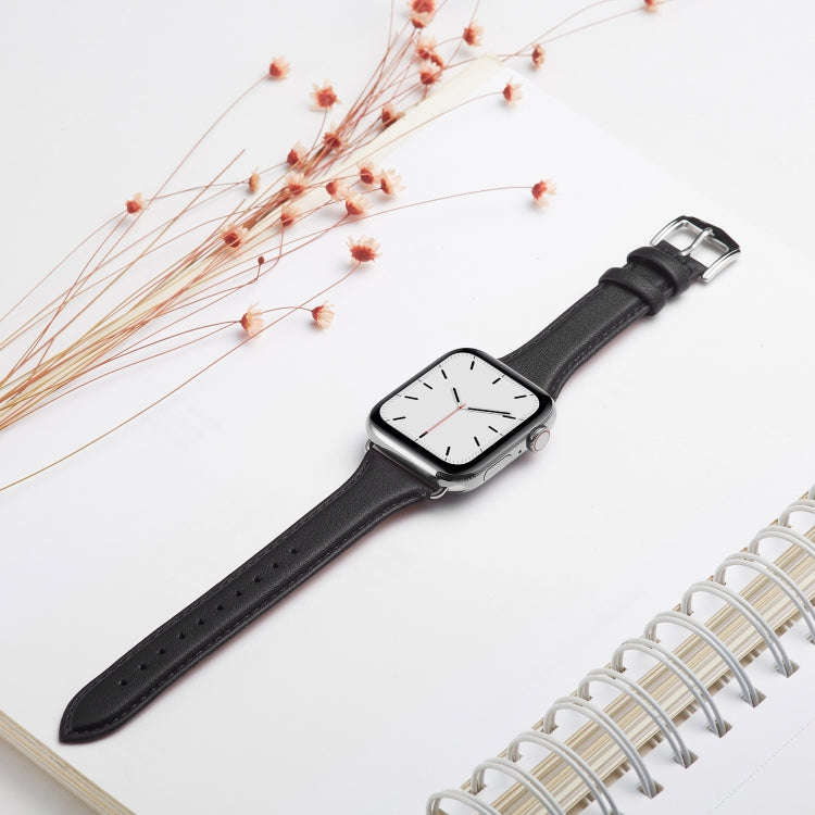For Apple Watch 3 / 2 / 1 Generations 38mm Universal Thin Leather Strap(Black)