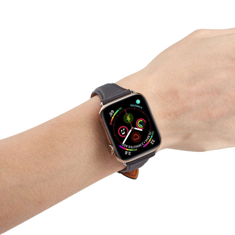 For Apple Watch 3 / 2 / 1 Generations 38mm Universal Thin Leather Strap(Black)