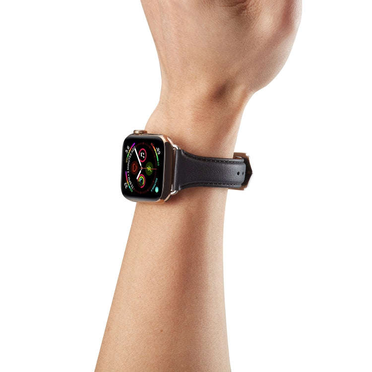 For Apple Watch 3 / 2 / 1 Generations 38mm Universal Thin Leather Strap(Black)
