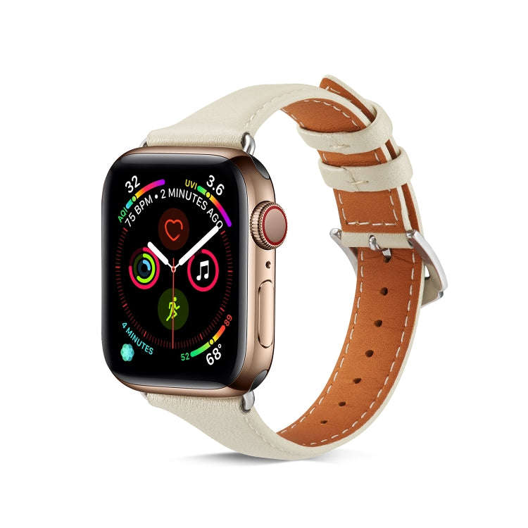 For Apple Watch 3 / 2 / 1 Generations 38mm Universal Thin Leather Strap(White)