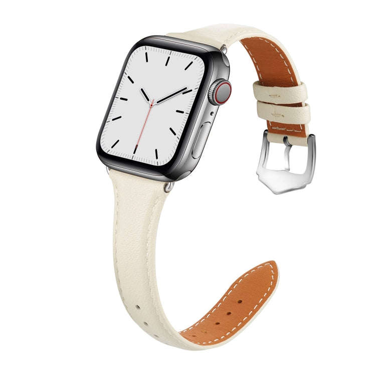 For Apple Watch 3 / 2 / 1 Generations 38mm Universal Thin Leather Strap(White)