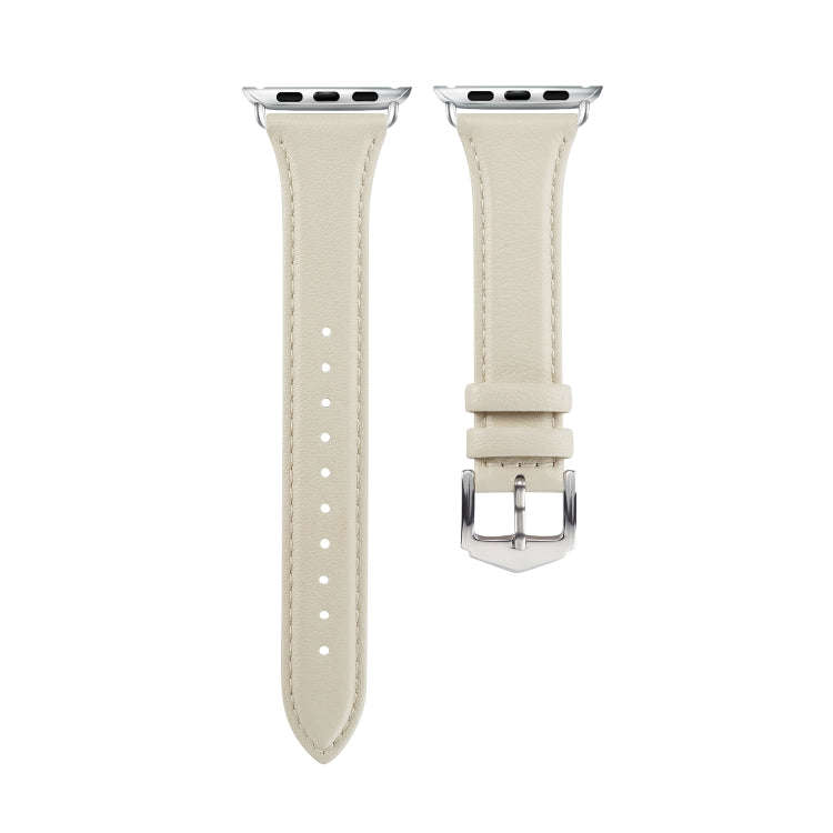 For Apple Watch 3 / 2 / 1 Generations 38mm Universal Thin Leather Strap(White)