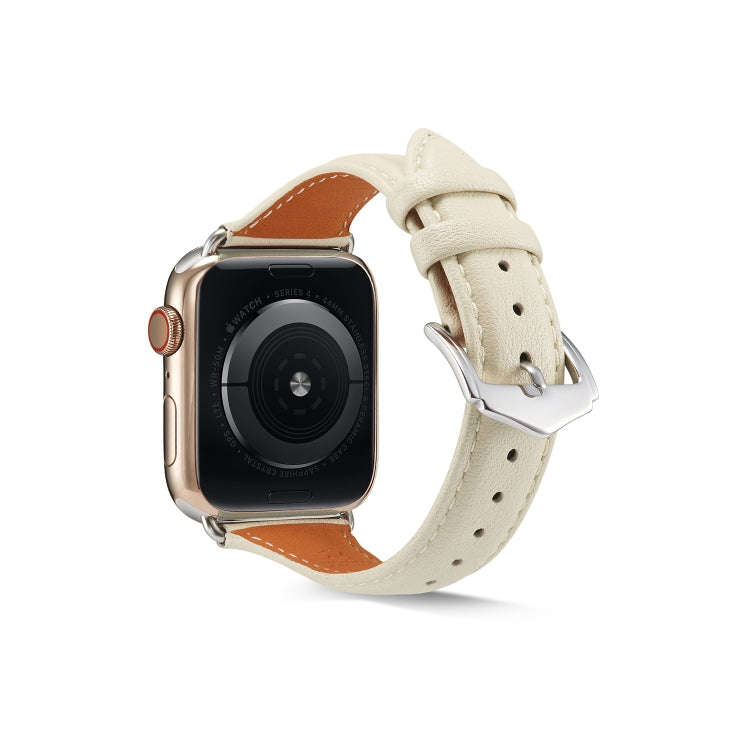 For Apple Watch 3 / 2 / 1 Generations 38mm Universal Thin Leather Strap(White)