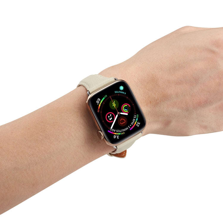 For Apple Watch 3 / 2 / 1 Generations 38mm Universal Thin Leather Strap(White)