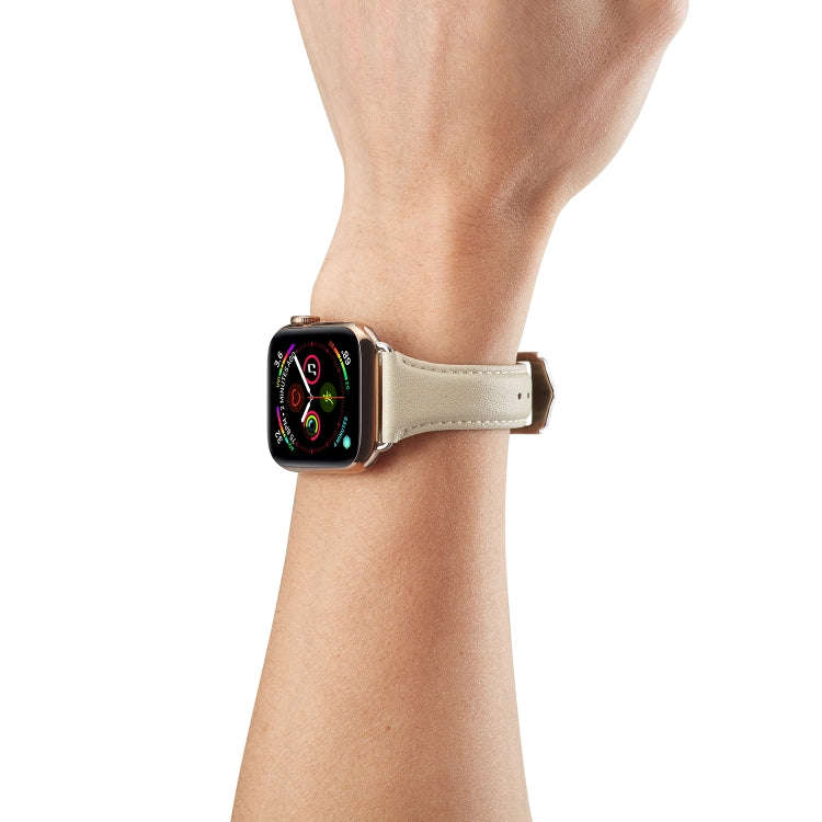 For Apple Watch 3 / 2 / 1 Generations 38mm Universal Thin Leather Strap(White)