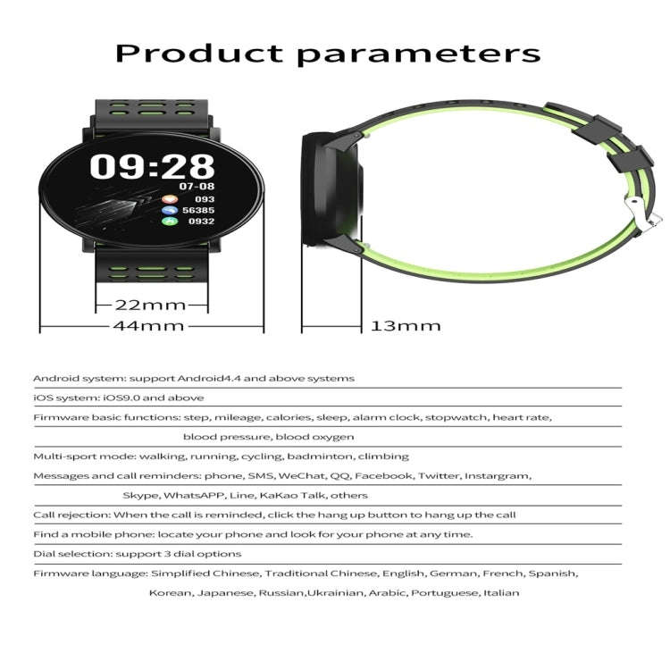 119plus 1.3inch IPS Color Screen Smart Watch IP68 Waterproof,Support Call Reminder /Heart Rate Mo...