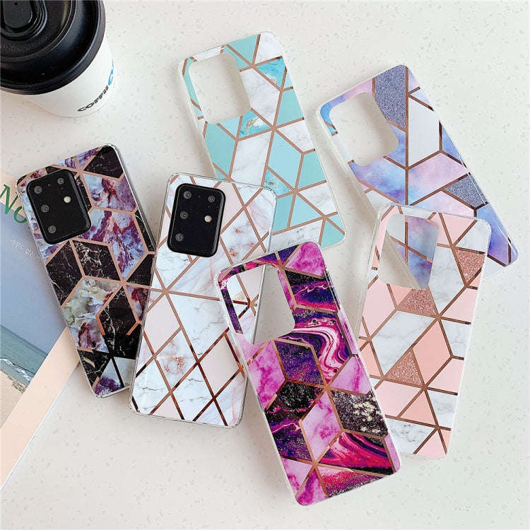 For Huawei P40 Plating Colorful Geometric Pattern Mosaic Marble TPU Mobile Phone Case(White PJ3)