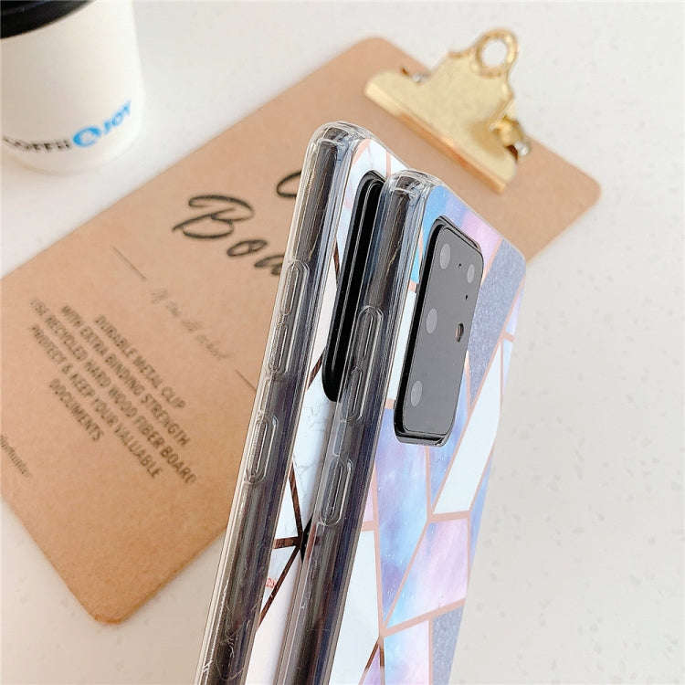 For Huawei P40 Plating Colorful Geometric Pattern Mosaic Marble TPU Mobile Phone Case(White PJ3)