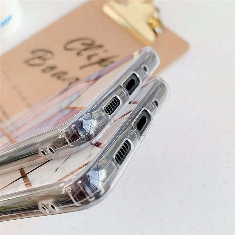For Huawei P40 Plating Colorful Geometric Pattern Mosaic Marble TPU Mobile Phone Case(White PJ3)