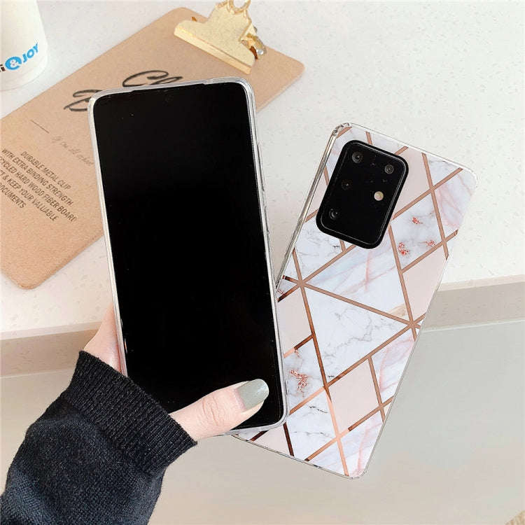 For Huawei P40 Plating Colorful Geometric Pattern Mosaic Marble TPU Mobile Phone Case(Black PJ6)