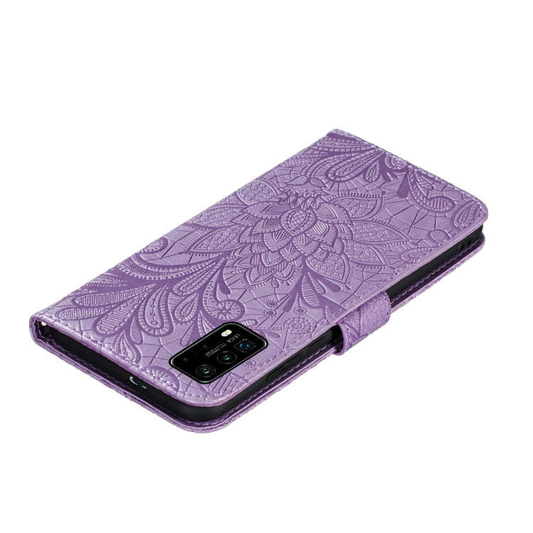 For Huawei P40 Pro Lace Flower Embossing Pattern Horizontal Flip Leather Case with Holder & Card ...