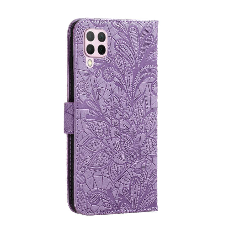 For Huawei P40Lite&Nova 6SE&Nova 7i Lace Flower Embossing Pattern Horizontal Flip Leather Case wi...