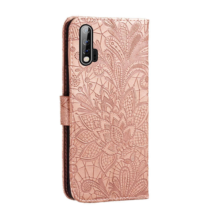 For Huawei Nova 6 Lace Flower Embossing Pattern Horizontal Flip Leather Case with Holder & Card S...