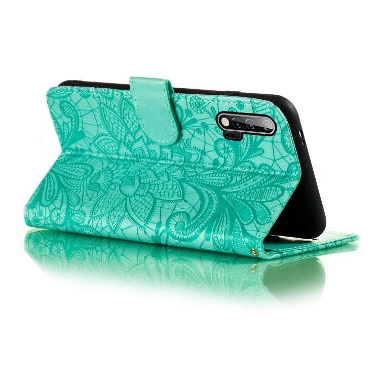 For Huawei Nova 6 Lace Flower Embossing Pattern Horizontal Flip Leather Case with Holder & Card S...
