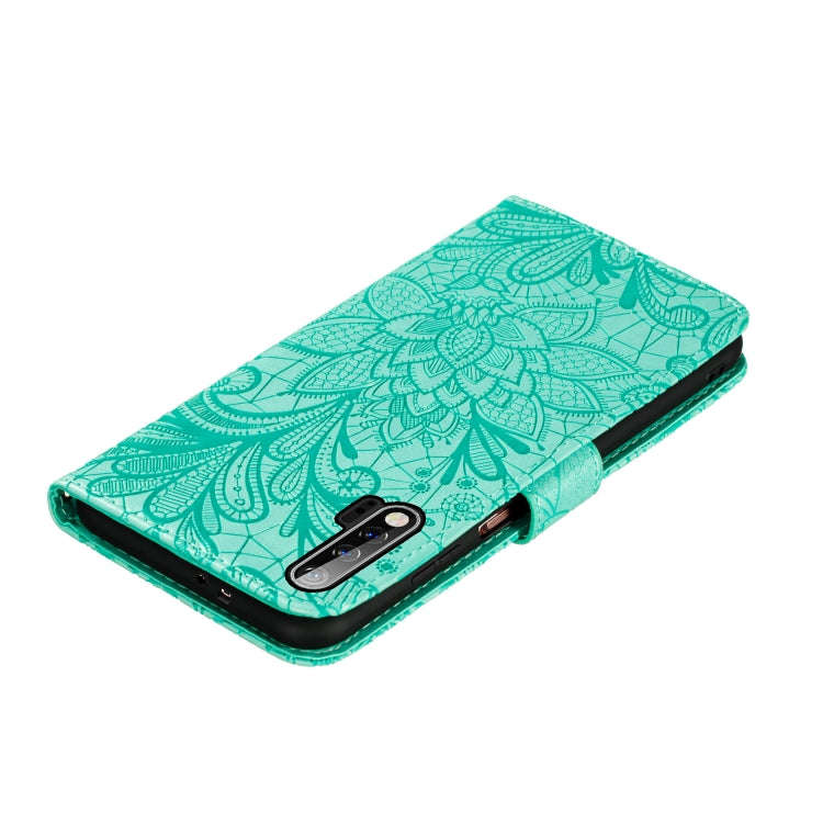 For Huawei Nova 6 Lace Flower Embossing Pattern Horizontal Flip Leather Case with Holder & Card S...