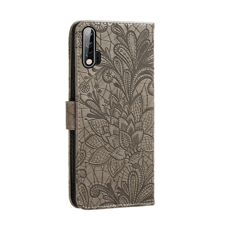 For Huawei Nova 6 Lace Flower Embossing Pattern Horizontal Flip Leather Case with Holder & Card S...