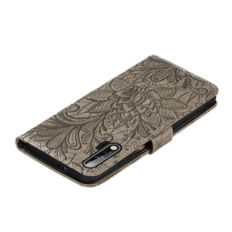 For Huawei Nova 6 Lace Flower Embossing Pattern Horizontal Flip Leather Case with Holder & Card S...