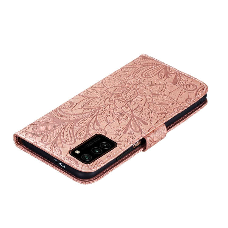 For Huawei Honor V30 & V30 Pro Lace Flower Embossing Pattern Horizontal Flip Leather Case with Ho...