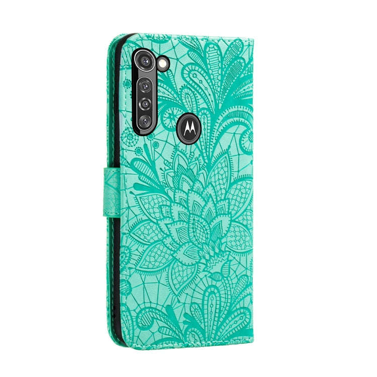 For Moto G8 Power Lace Flower Embossing Pattern Horizontal Flip Leather Case with Holder & Card S...