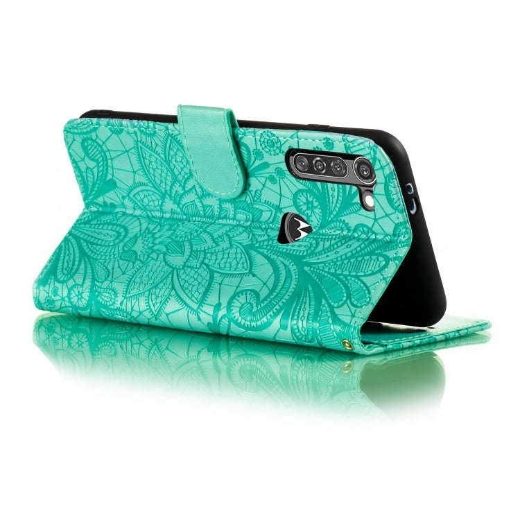 For Moto G8 Power Lace Flower Embossing Pattern Horizontal Flip Leather Case with Holder & Card S...