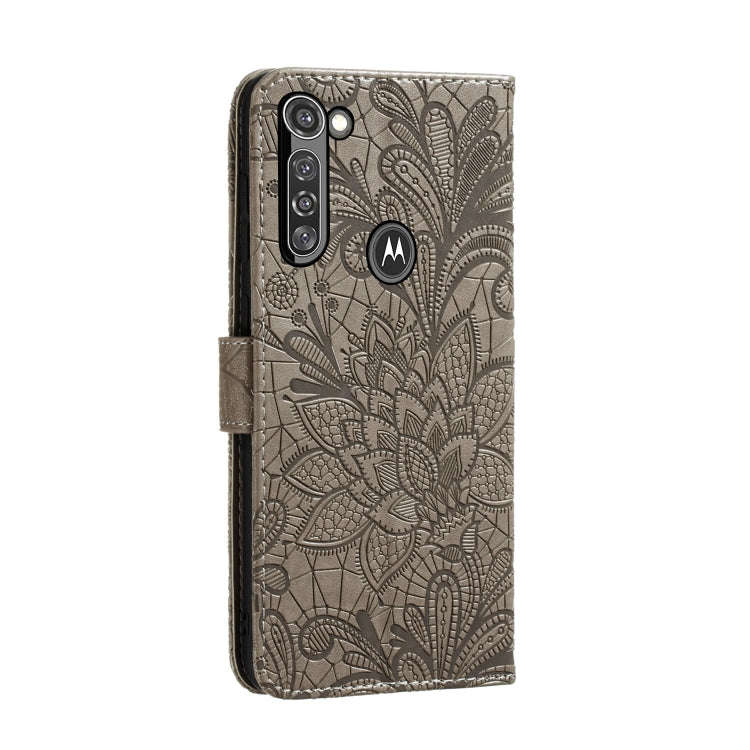 For Moto G8 Power Lace Flower Embossing Pattern Horizontal Flip Leather Case with Holder & Card S...